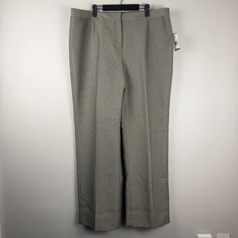 Black Label By Evan-Picone Dress Pants Women's 18 Gray Herringbone Straight Leg